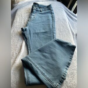 Flare Stretch Jeans Light Blue High Waist Size 28